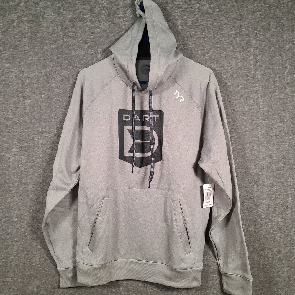 TYR DART Men's Gray Hoodie Sweatshirt Pullover Hooded Long Sleeve Size M